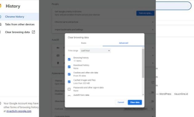 Cara Clear Cache di Chrome